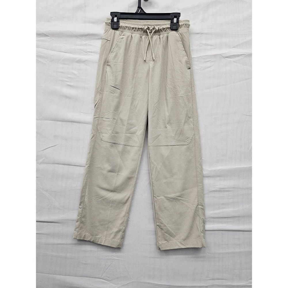 All in Motion Twill Straight Leg Pants Almond‎ Tan M 8 High Rise Drawstring 1675